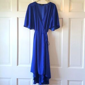 LULUS FARAH ROYAL BLUE TRUE WRAP DRESS MIDI SIZE MEDIUM SIZE MEDIUM LULU'S
